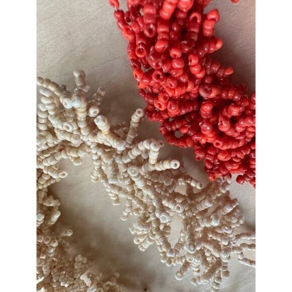 Nautical Coral-Inspired Beaded Bracelets Design Red & Cream Handmade - Picture 7 of 10